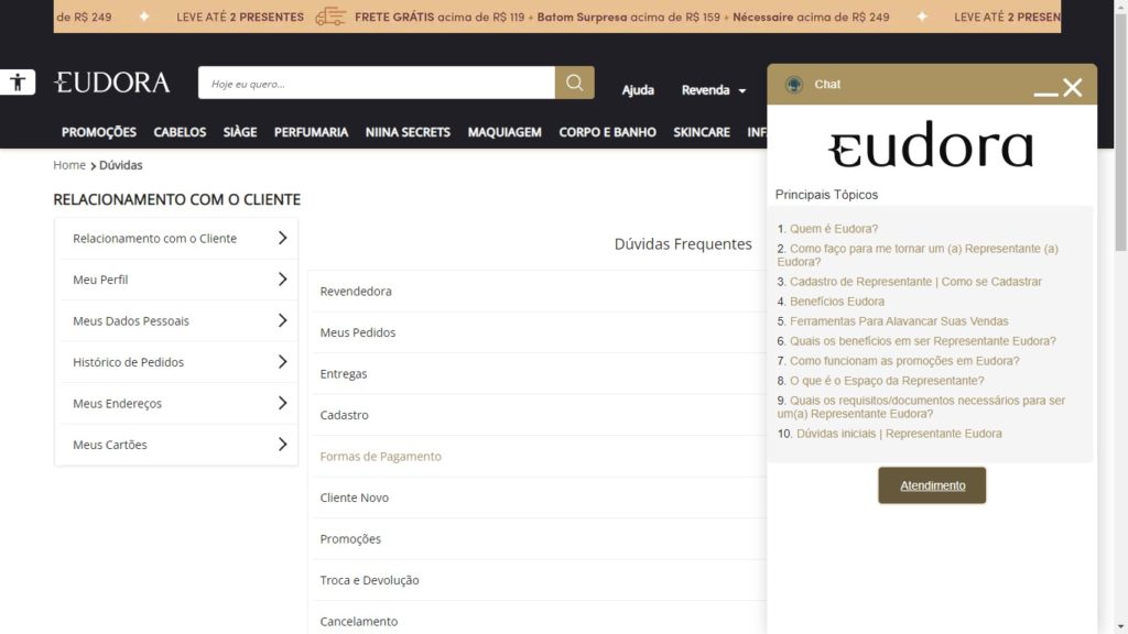 Chat online no site Eudora