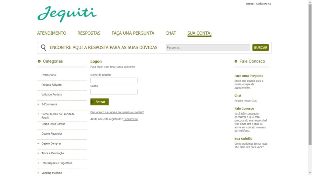 Chat online no site oficial Jequiti