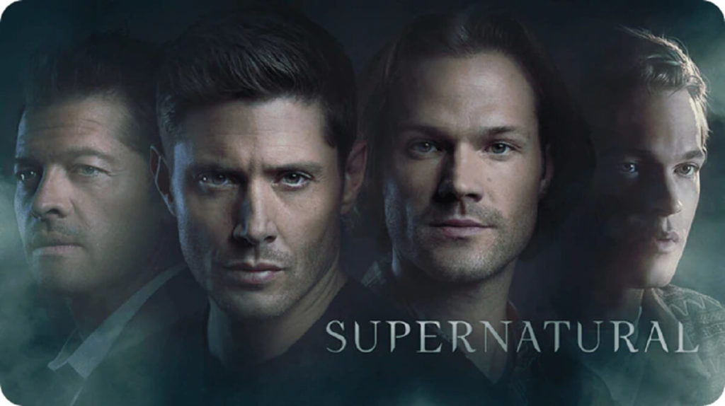Capa da série Supernatural com os personagem de Supernatural na capa