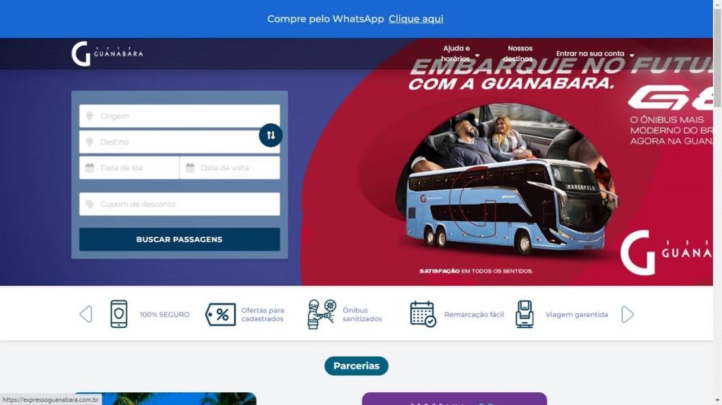 Pagina inicial site Expresso Guanabara