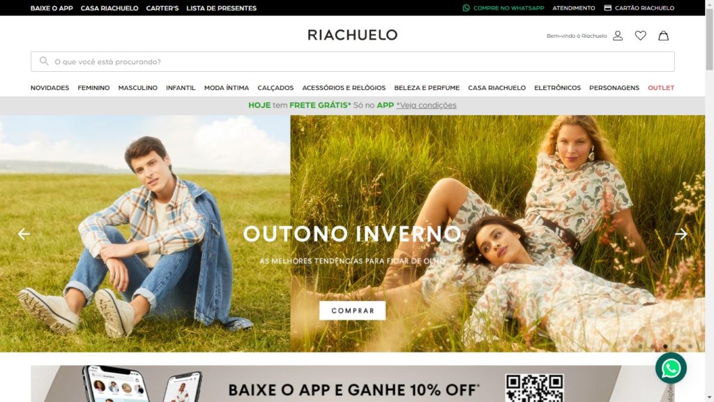 Pagina inicial site Riachuelo