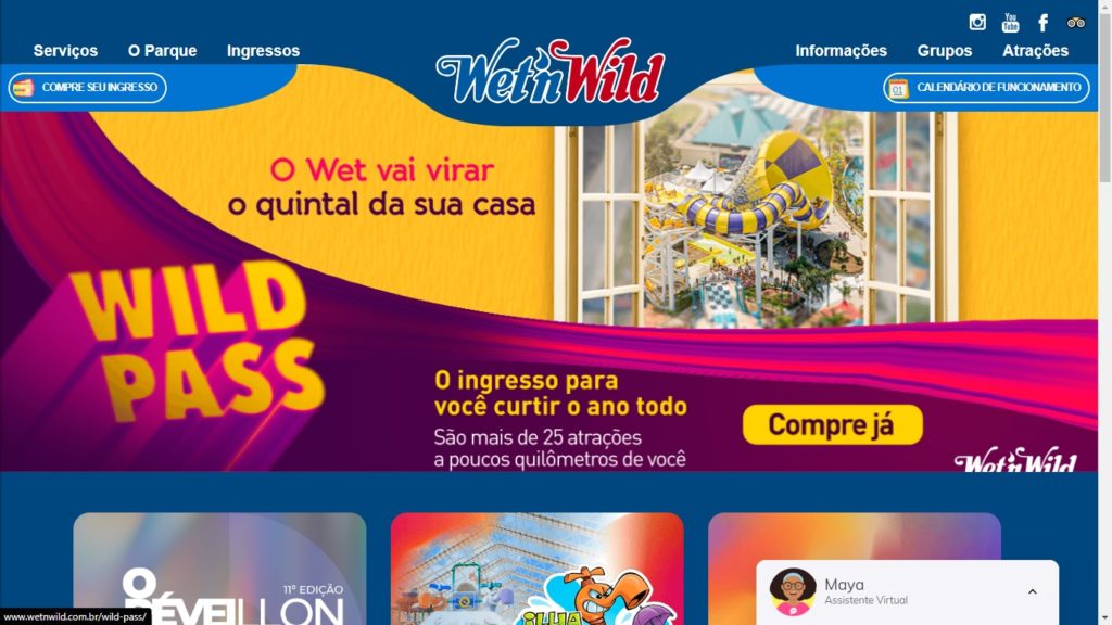 Pagina inicial site Wet'n Wild