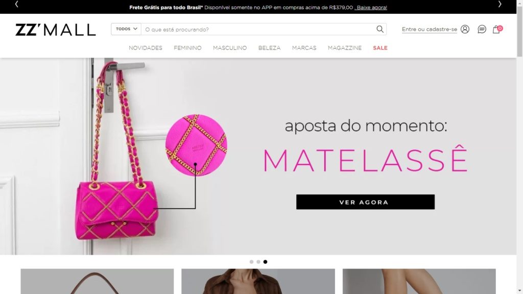 Pagina inicial site ZZ Mall
