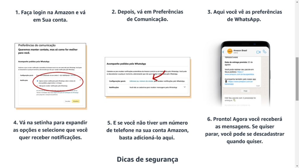 Ajuda para cadastro de WhatsApp Amazon