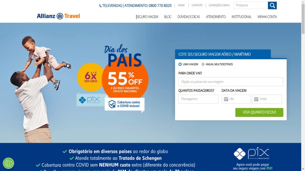 Página inicial Allianz Travel