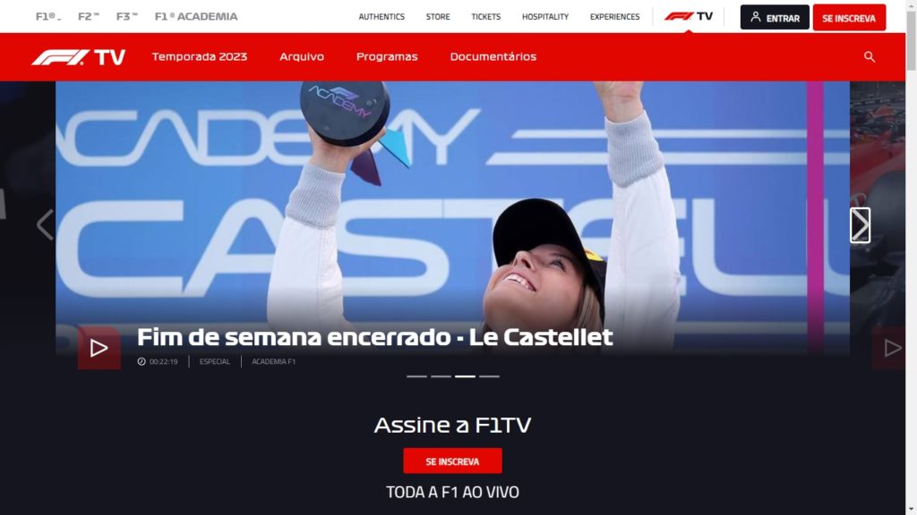 Página inicial Formula 1 TV