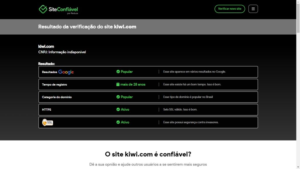 Site Confiável Kiwi.com