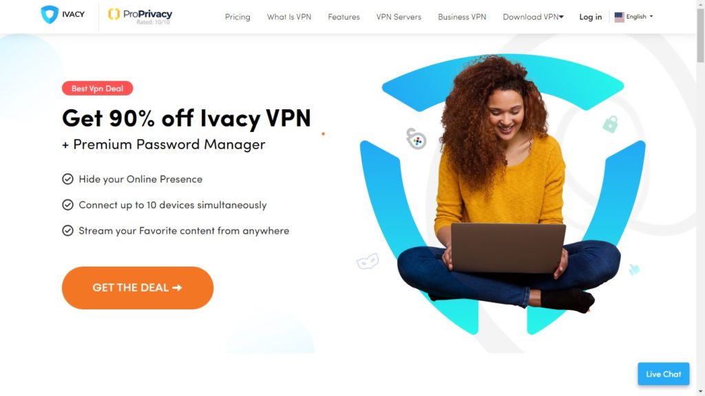 Página inicial Ivacy VPN
