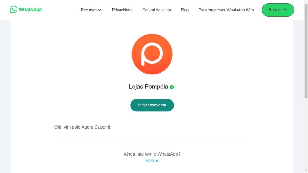 WhatsApp Lojas Pompéia
