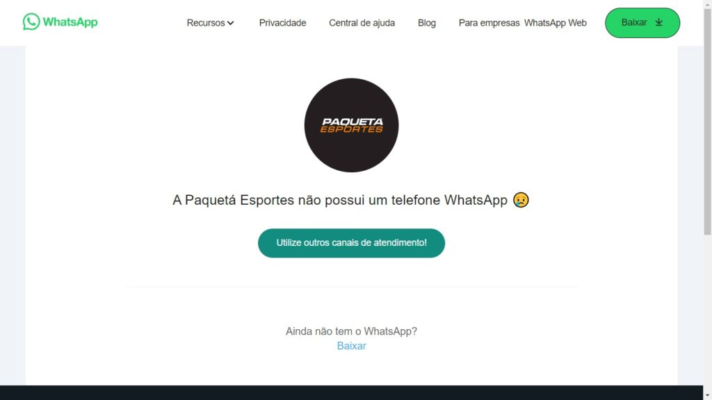 WhatsApp Paquetá Esportes