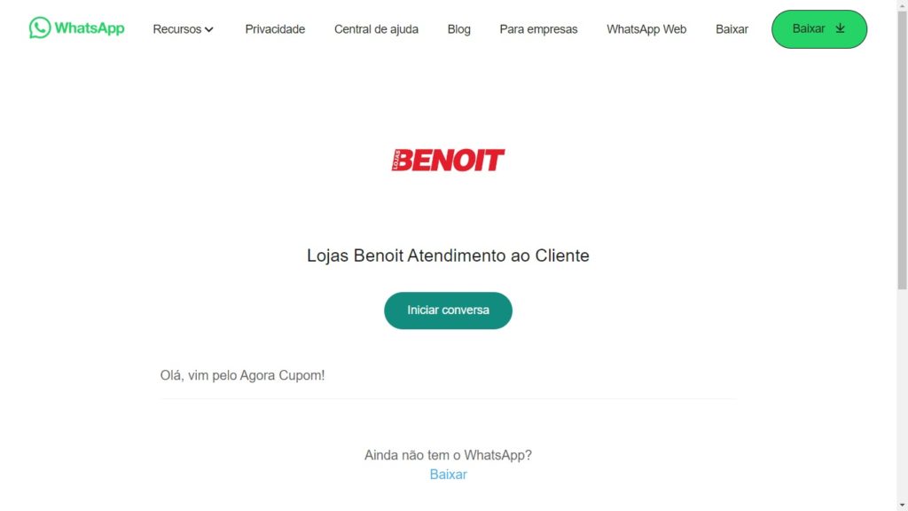 WhatsApp Lojas Benoit