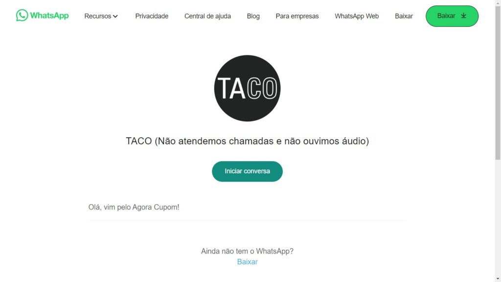 WhatsApp Lojas Taco