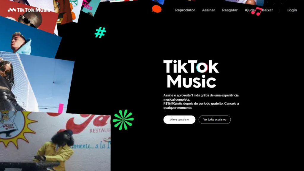 Página inicial TikTok Music